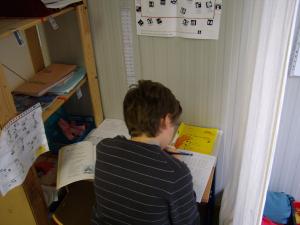 Each child has his study-corner, where his specific instructions are displayed.